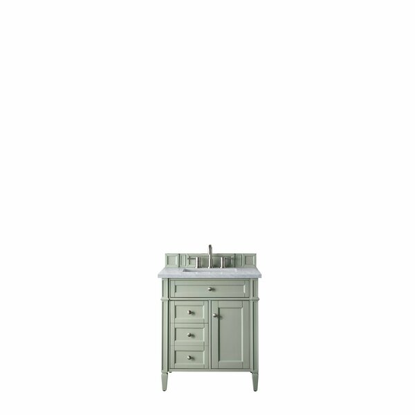 James Martin Vanities Brittany 30in Single Vanity, Sage Green, w/ 3 CM Eternal Jasmine Pearl Quartz Top 650-V30-SGR-3EJP